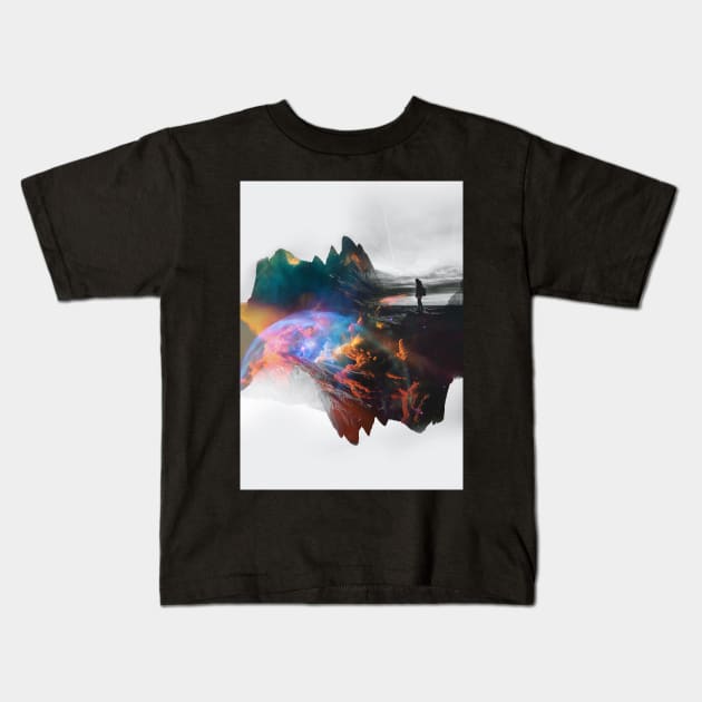 Delusive activities A Colorful Negative Space Art Kids T-Shirt by StoianHitrov